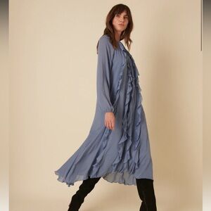 Nobody’s Child Blue Chiffon Dixie Midi Smock Dress